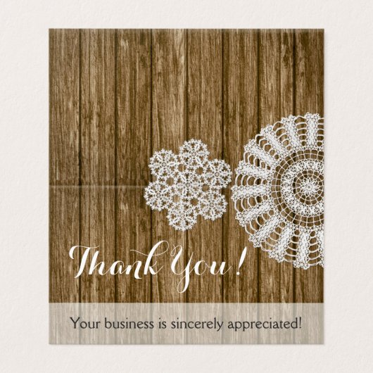 Crochet Doilies Rustic Wood Country Danke Karte (Außenseite Aufgefaltet)
