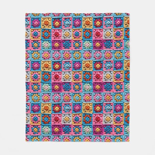 Crochet Effect Granny Square Craft Fleecedecke (Vorderseite)
