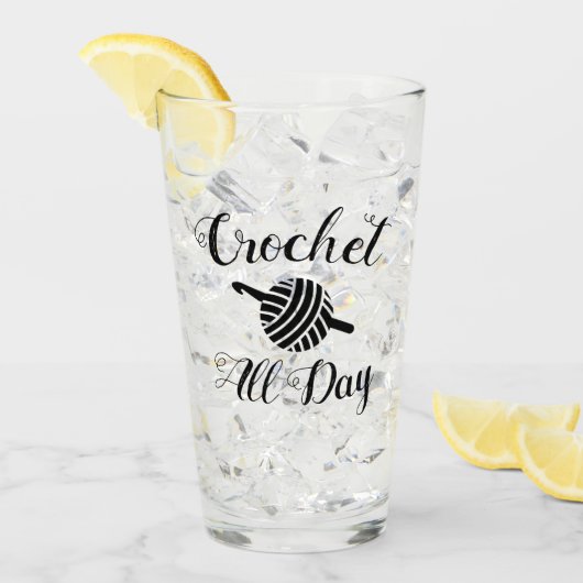 Crochet Ganztagsgarn Ball & Hook Handwerk Glas (Vorderseite Ice)