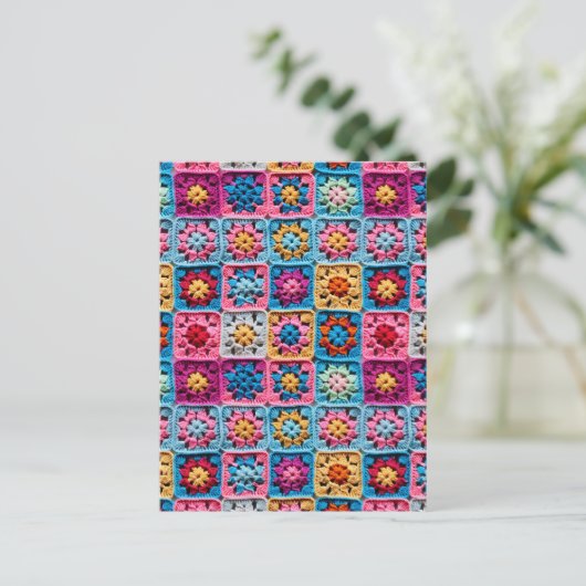 Crochet Granny Square Craft Postkarte (Stehend Vorderseite)