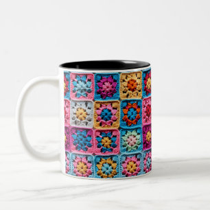 Crochet Granny Square Craft Zweifarbige Tasse