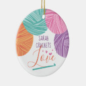 Crochet Haken Garn Liebe personalisiert Weihnachts Keramik Ornament (Rechts)
