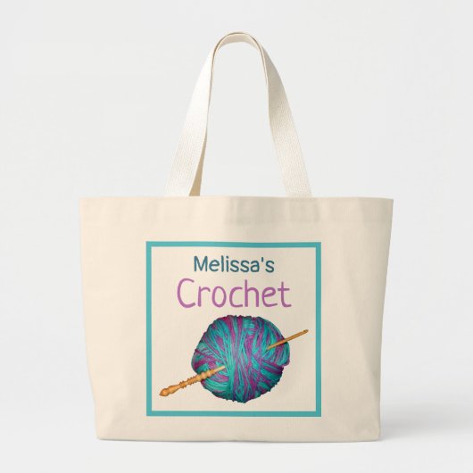 Crochet! Haken und Garn, personalisiert. Larg Jumbo Stoffbeutel (Vorne)