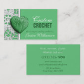 Crochet - Heart Shaped Yarn Green Business Cards Visitenkarte (Vorne/Hinten)