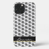 Crochet Hook + Garn ・ Schwarzes und goldenes Etike iPhone Hülle (Rückseite)