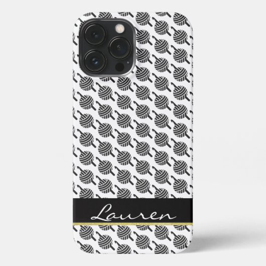 Crochet Hook + Garn ・ Schwarzes und goldenes Etike iPhone Hülle (Rückseite)