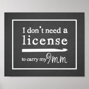 Crochet Hook License Craft Room dunkel Poster