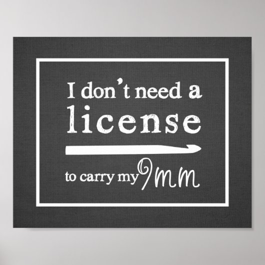 Crochet Hook License Craft Room dunkel Poster (Vorne)
