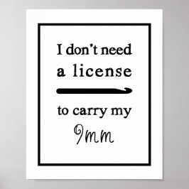 Crochet Hook License Craft Room Poster