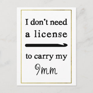 Crochet Hook License Imitate Gold Border Crafts Postkarte