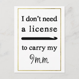 Crochet Hook License Imitate Gold Border Crafts Postkarte