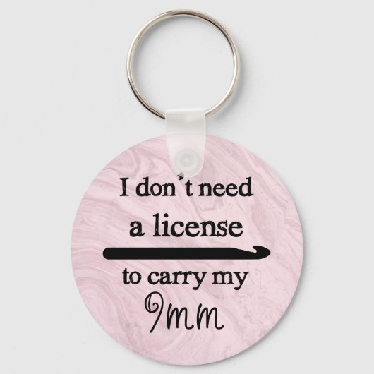 Crochet Hook Lizenz Handwerk Rosa Marmor Schlüsselanhänger (Vorderseite)