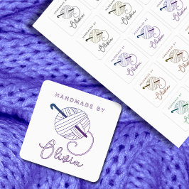 Crochet Hook und Garn Mehrzwecknähen Etiketten