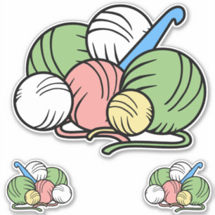 Crochet Hook und Garn Vinyl Stickers Aufkleber