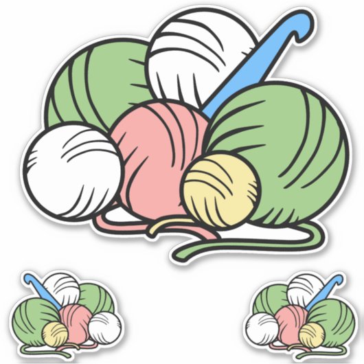 Crochet Hook und Garn Vinyl Stickers Aufkleber (Vorderseite)