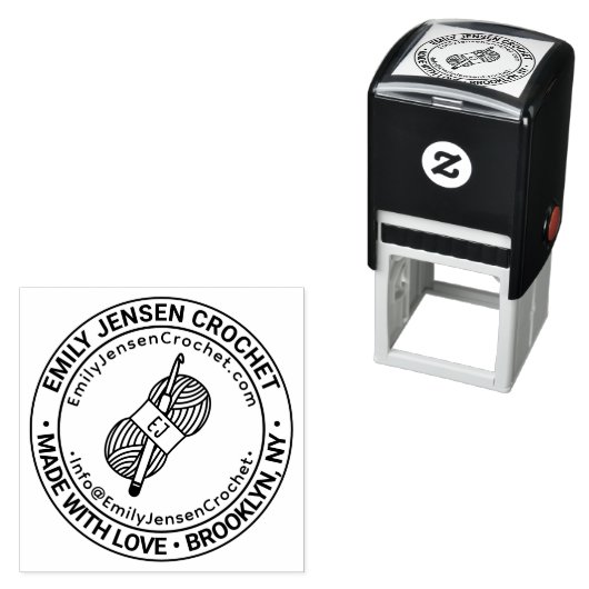 Crochet Hook Yarn Firmenname URL E-Mail Permastempel (Beispiel)