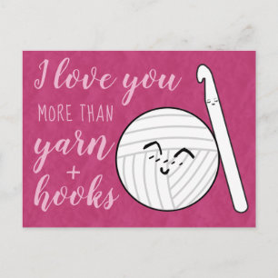 Crochet-Hooks + Garn-Cartoon-Liebe Mehr Postkarte