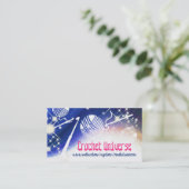 Crochet hooks yarn space universe craft show visitenkarte (Stehend Vorderseite)