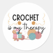 Crochet Is My Therapy Yarn Balls Art Runder Aufkleber (Vorderseite)