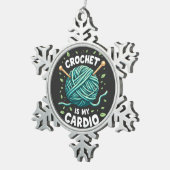 Crochet ist mein Cardio Nähgarn Fitness Schneeflocken Zinn-Ornament (Rechts)