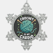 Crochet ist mein Cardio Nähgarn Fitness Schneeflocken Zinn-Ornament (Vorderseite)