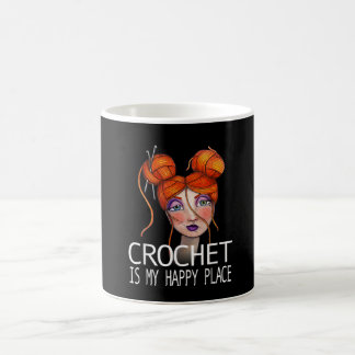Crochet ist mein glücklicher Ort Funny Geschenk Cr Kaffeetasse