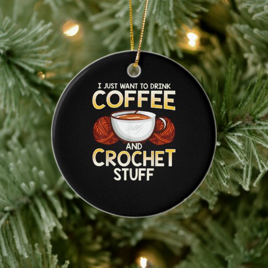 Crochet-Kaffee und Crocheting-Liebhaber Knitter Keramik Ornament (Baum)