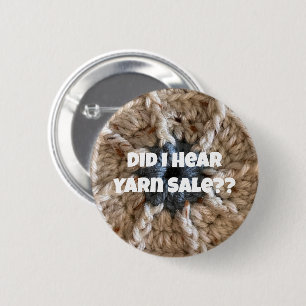 Crochet Knitter Spaß Beige Blue Craft Liebe Garn Button