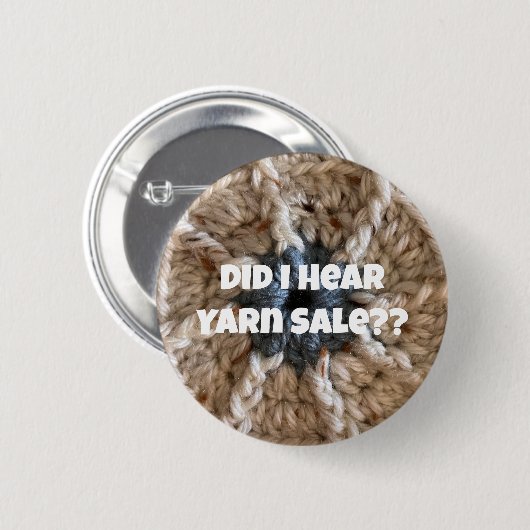 Crochet Knitter Spaß Beige Blue Craft Liebe Garn Button (Vorne & Hinten)