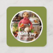 Crochet Lady Küchengrün Danke Quadratische Visitenkarte (Vorderseite)
