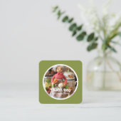 Crochet Lady Küchengrün Danke Quadratische Visitenkarte (Stehend Vorderseite)