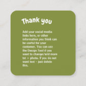 Crochet Lady Küchengrün Danke Quadratische Visitenkarte (Rückseite)