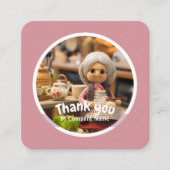 Crochet Lady Küchenrosa Danke Quadratische Visitenkarte (Vorderseite)