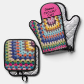 Crochet Liebhaber Geschenk! Benutzerdefiniert nied Ofenhandschuh & Topflappen-Set (Vorderseite/Rückseite)