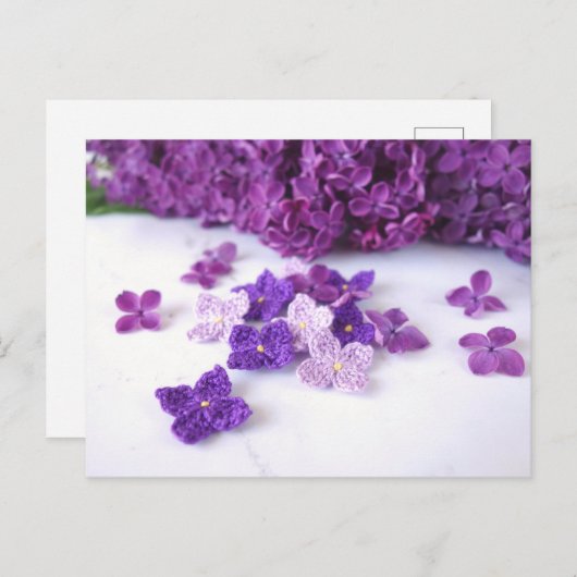 Crochet Lilac Postcard Postkarte (Vorne/Hinten)