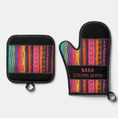 Crochet Look! Für die Küchenkönigin! Oven Mitt Ofenhandschuh & Topflappen-Set (Vorderseite)