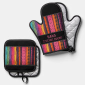 Crochet Look! Für die Küchenkönigin! Oven Mitt Ofenhandschuh & Topflappen-Set (Vorderseite/Rückseite)