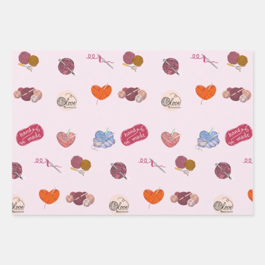 Crochet Lover Yarn Balls und Crochet Hooks Geschenkpapier Set (Vorderseite)