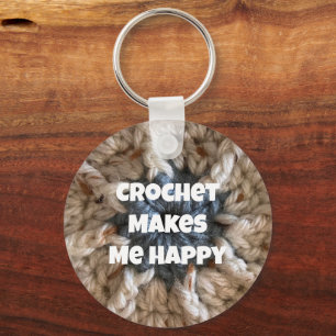 Crochet macht mich glücklich handgemachte Garne Schlüsselanhänger