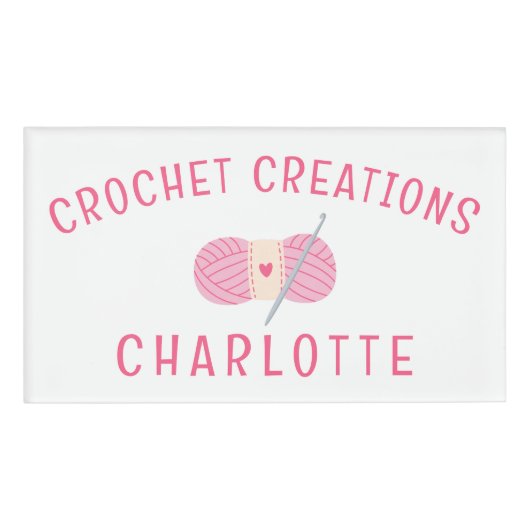 Crochet Modern Crochet Personalisiert Business Namenschild (Vorderseite)