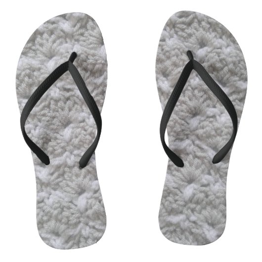 Crochet Muschel Stitch Grau/Weiß Garne Handwerk Badesandalen (Fußbett)