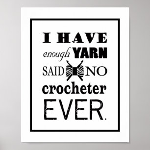 Crochet nicht genug Yarn Craft Room Poster