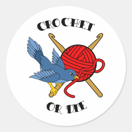 Crochet oder Die Tattoo Runder Aufkleber (Vorderseite)