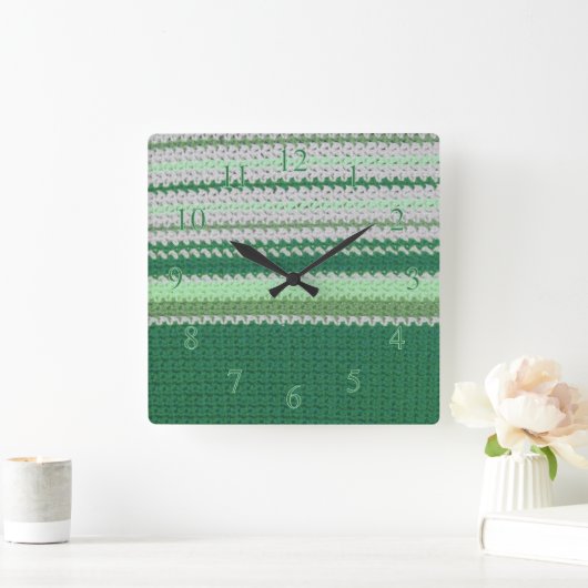 Crochet pattern - Grüne Streifen Quadratische Wanduhr (Zuhause)