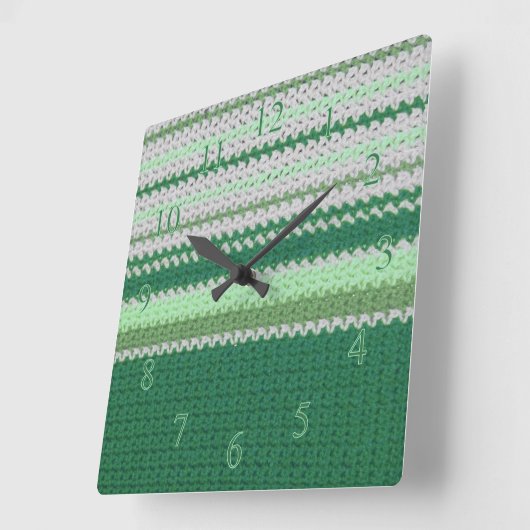 Crochet pattern - Grüne Streifen Quadratische Wanduhr (Winkel)