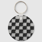 Crochet Print on the Black and Gray Chessboard Squ Schlüsselanhänger (Vorderseite)