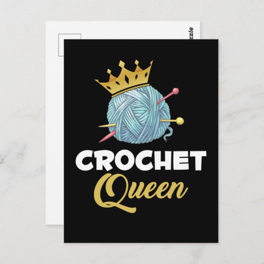 Crochet Queen Crafting Yarn Crocheter Spaß Postkarte (Vorne/Hinten)