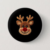 Crochet Reindeer Face Merry Christmas Girly Kids T Button (Vorderseite)