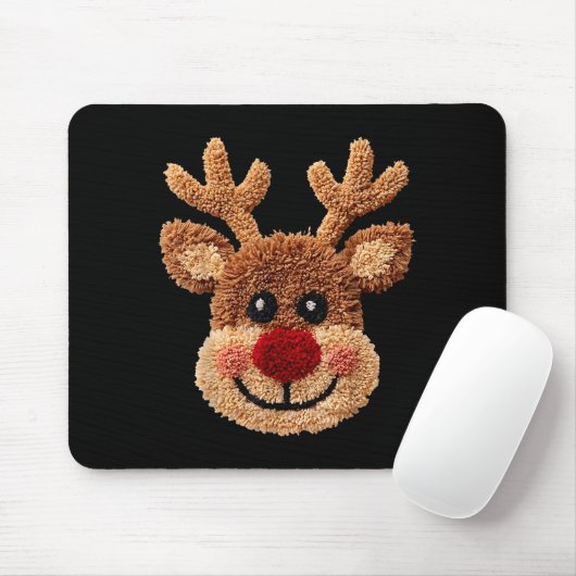 Crochet Reindeer Face Merry Christmas Girly Kids T Mousepad (Mit Mouse)