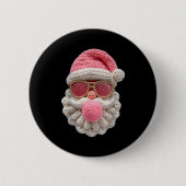 Crochet Santa Blowing Bubble Gum Christmas Girly K Button (Vorderseite)